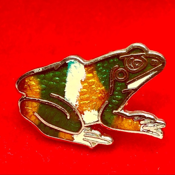 Vintage Other - 🐸Vintage Enamel Multicolor Striped Frog/Toad Pin